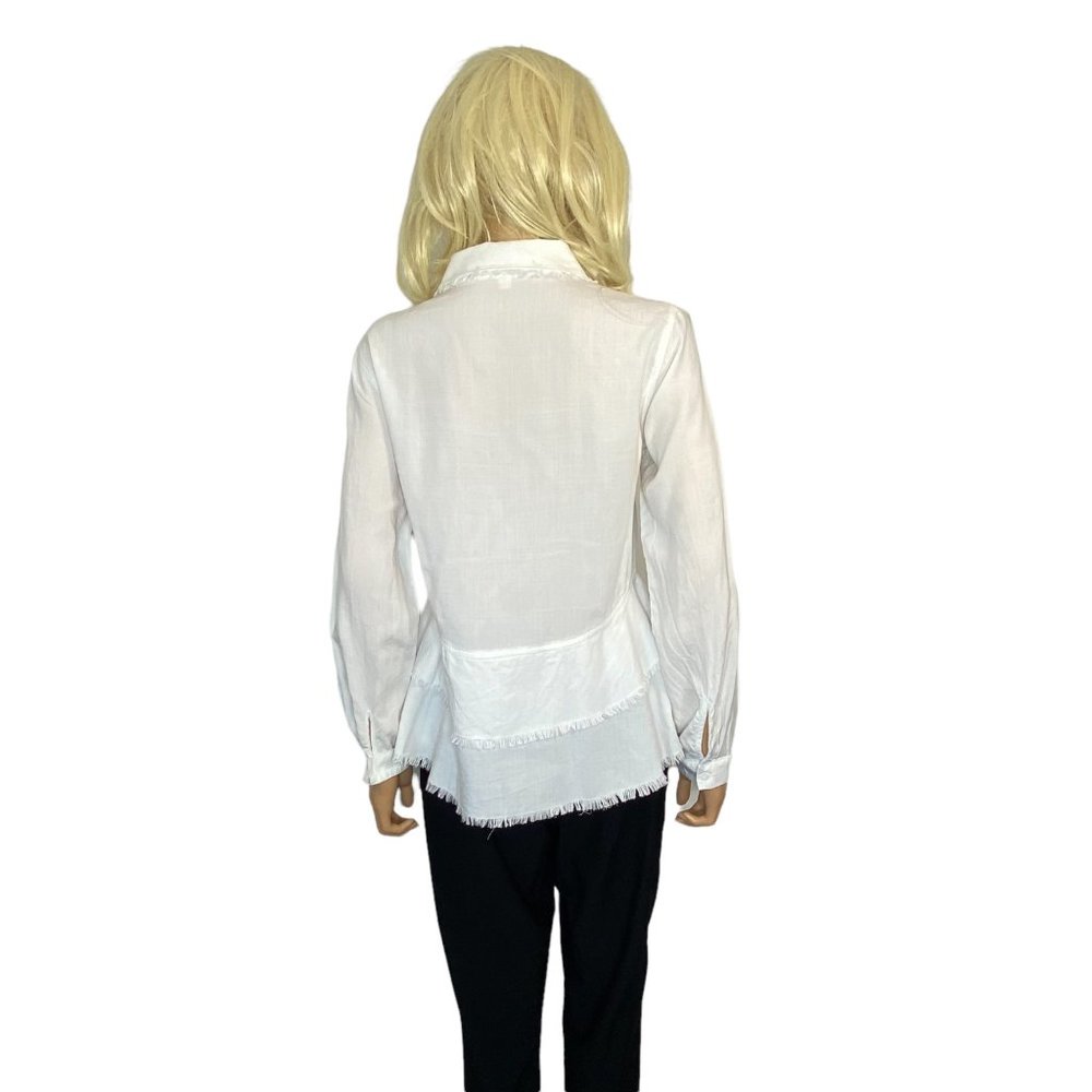 Anthropologie Cloth & Stone White Tiered Frayed Peplum Blouse Tunic Small - Picture 6 of 11